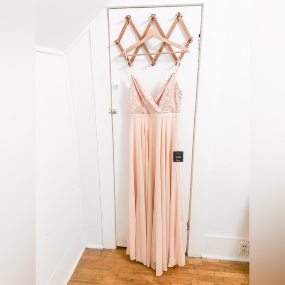 NWT Lulus Memorable Mystique Champagne Sleeveless Sequin Maxi Dress - Picture 5 of 16